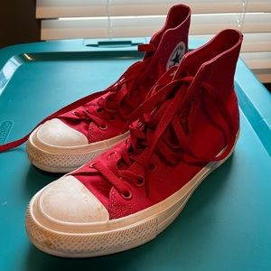 Red Converse with Red Laces Size 8.5